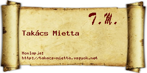 Takács Mietta névjegykártya